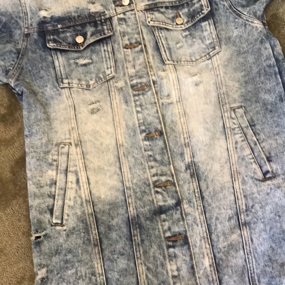 Thrill Jackets Coats Distressed Long Denim Trench Poshmark